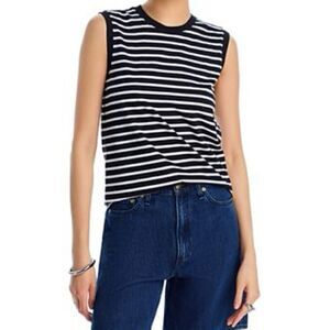 Ralph Lauren Black and White Sleeveless Crop Muscle Tee